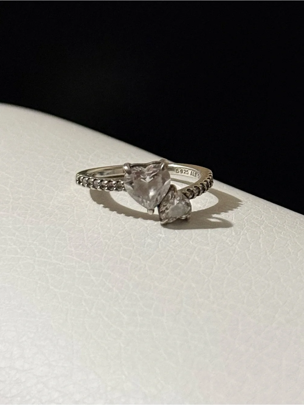 Pandora Double Heart Sparkling Ring